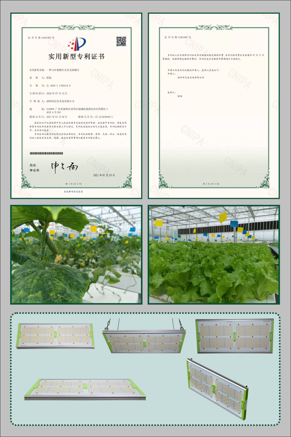 S36沙龙会植物生长面板灯适用新型专利